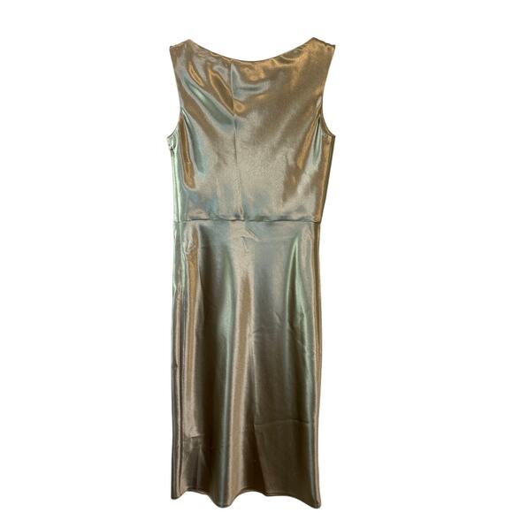 Nili Lotan Anne Gold Satin Midi Dress Size 4 Holiday Cocktail Party Elegant - Picture 4 of 15